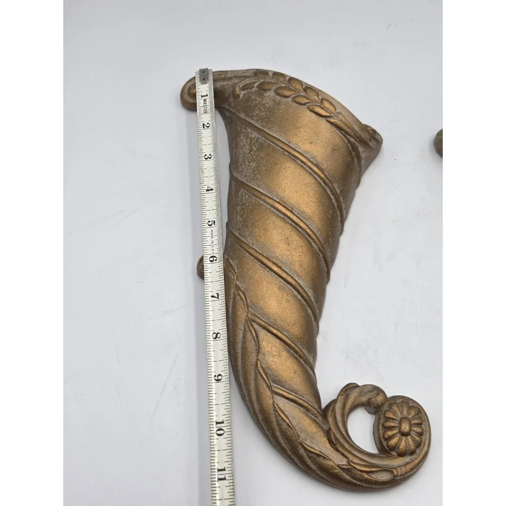 2 Syroco Home Interior Scroll Wall Pocket Planter MCM Decor 70's Gold